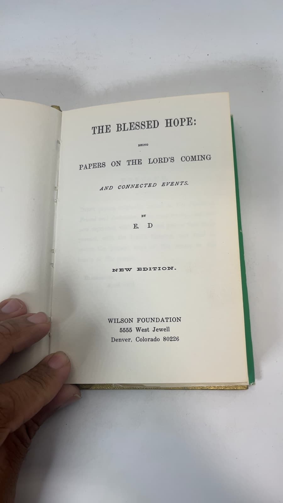 The Blessed Hope by Edward Dennett - title page