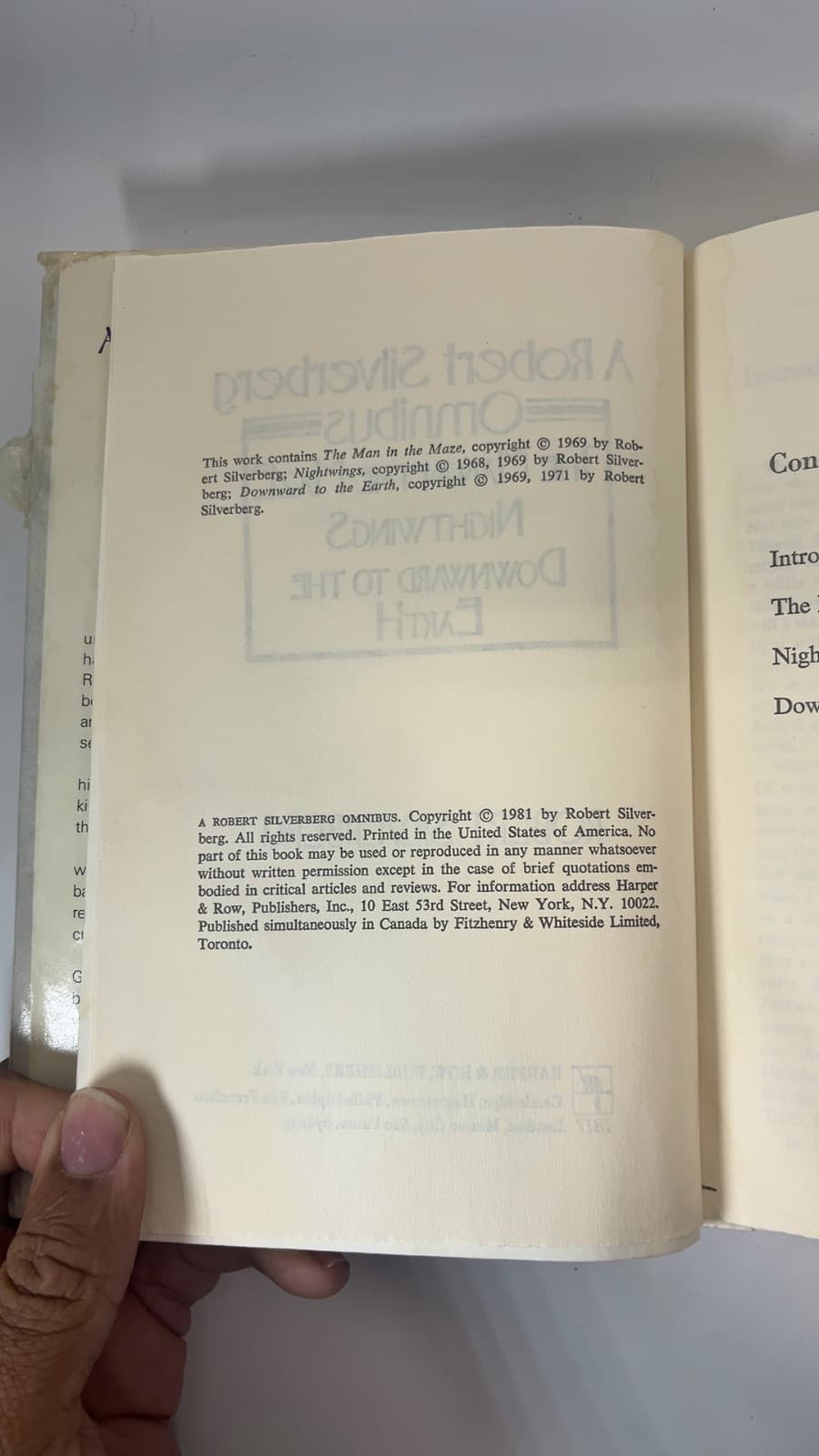 A Robert Silverberg Omnibus by Robert Silverberg - copyright page showing 1981 details