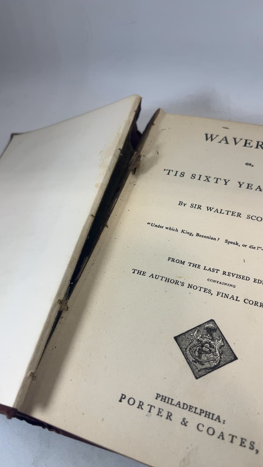 Waverley; or, 'Tis Sixty Years Since by Sir Walter Scott - copyright page showing unknown details