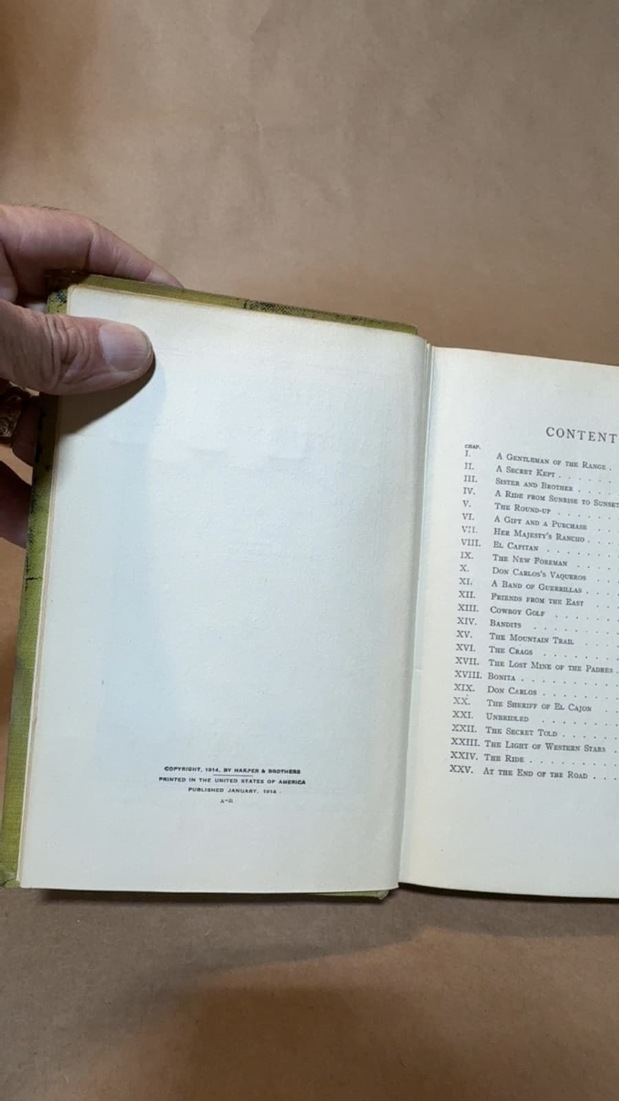 The Light of Western Stars by Zane Grey - copyright page showing 1914 details