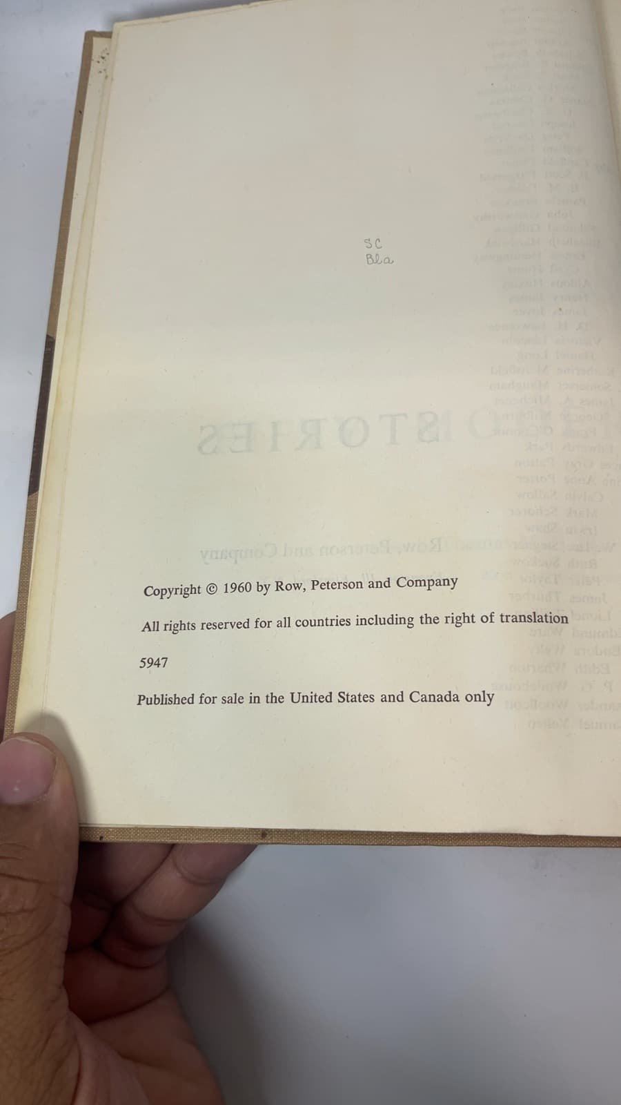 Fifty Modern Stories by Edited by Thomas M. H. Blair - copyright page showing 1960 details