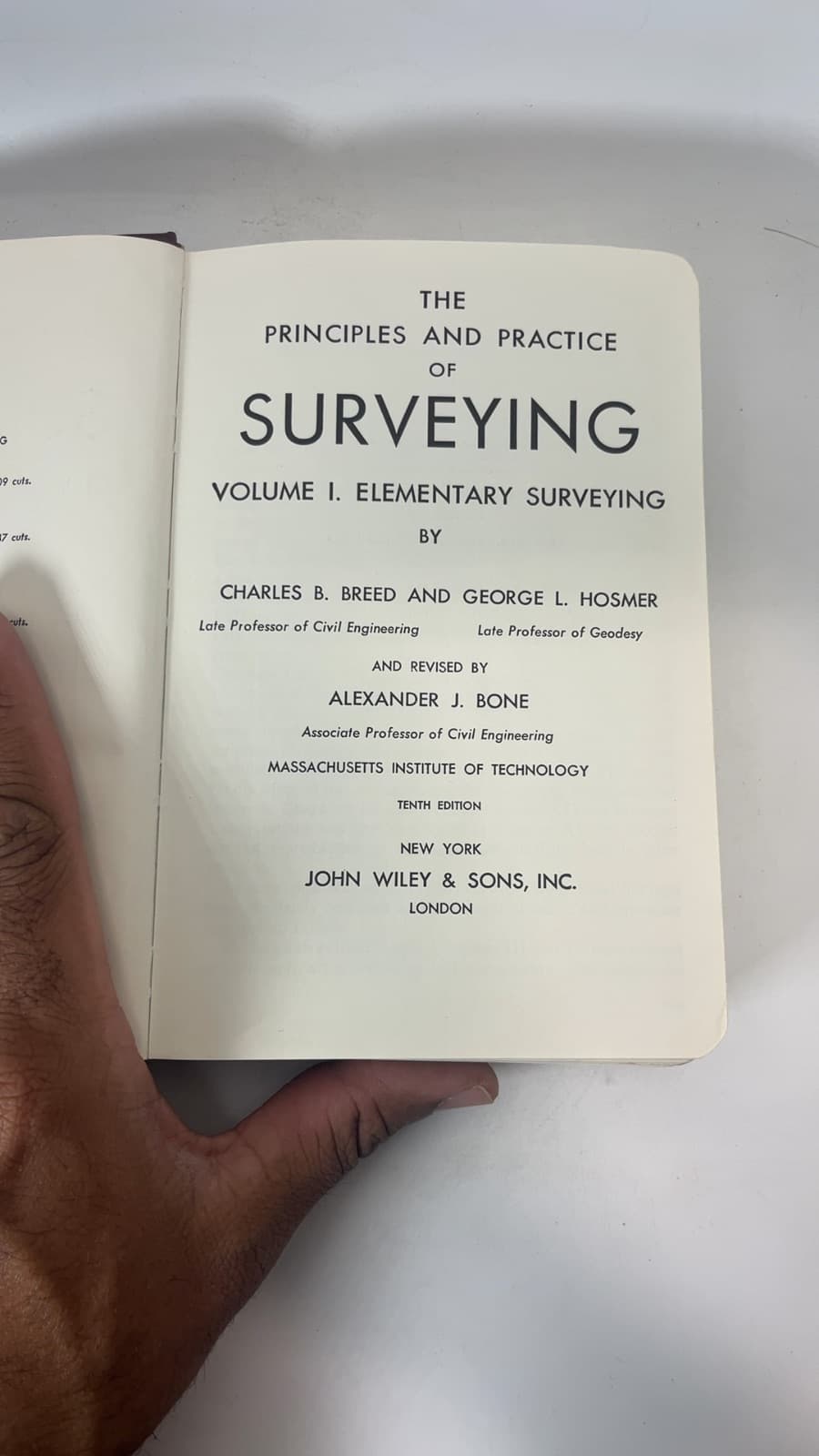 The Principles and Practice of Surveying Volume I: Elementary Surveying by Charles B. Breed and George L. Hosmer - title page