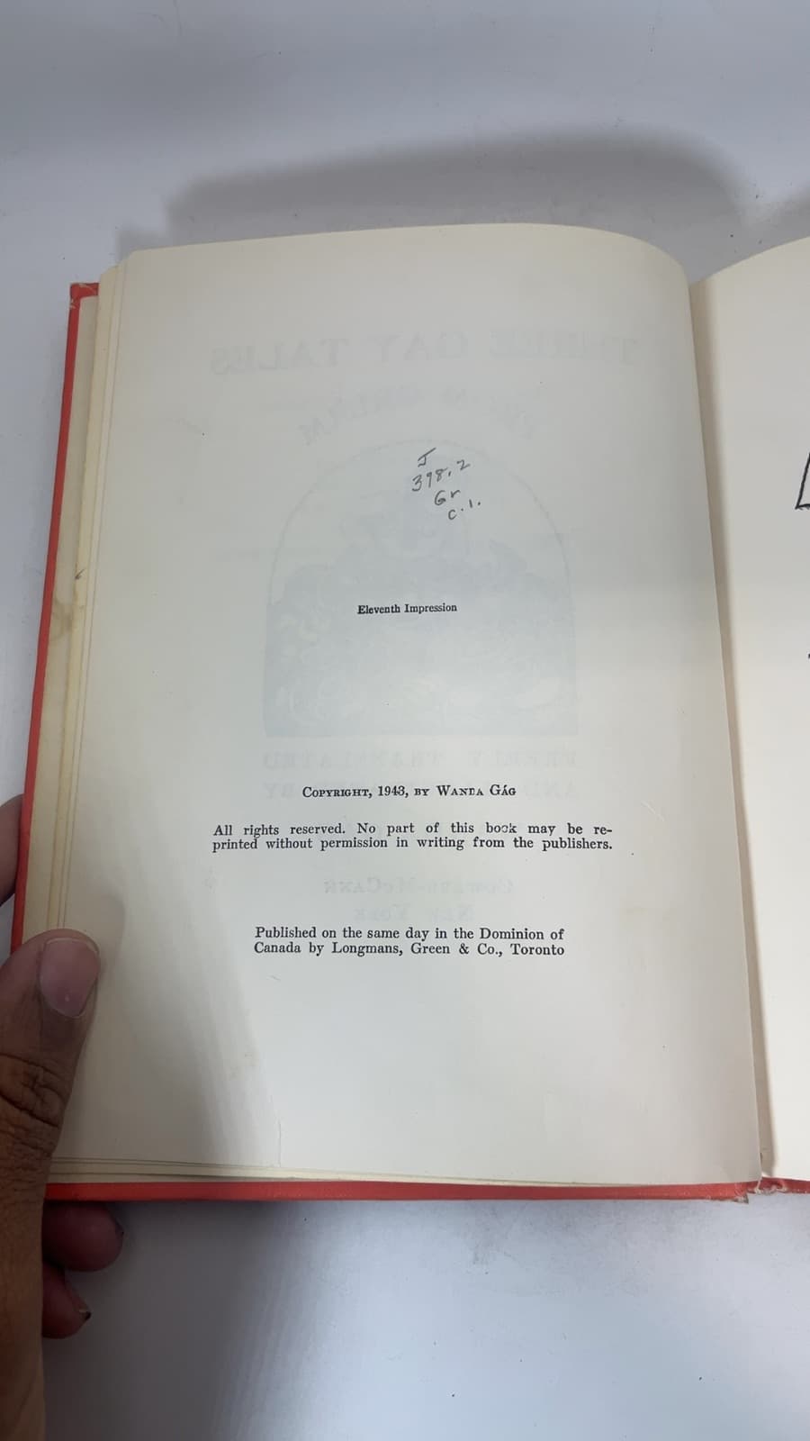 Three Gay Tales from Grimm by Wanda Gág - copyright page showing 1943 details