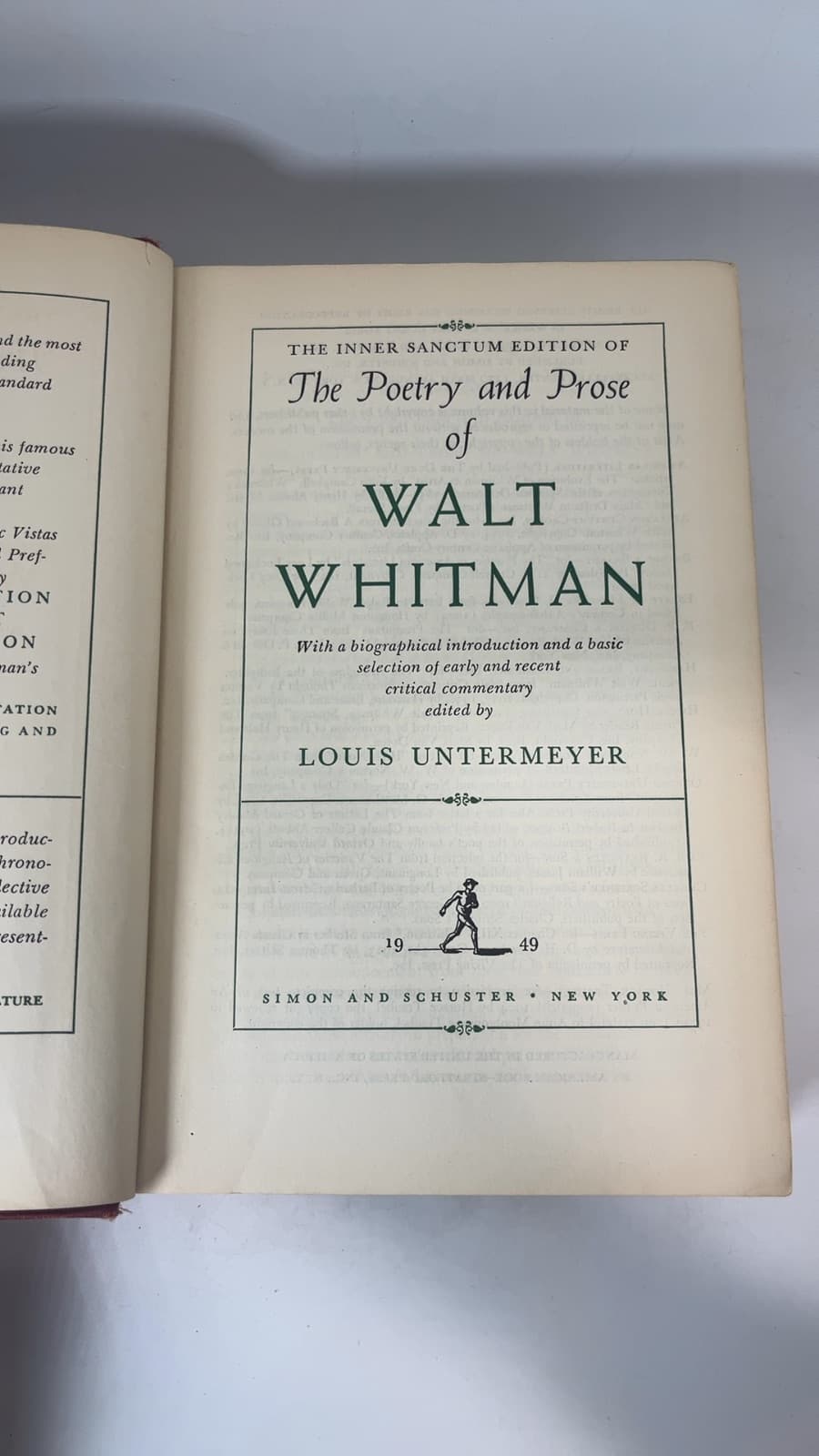 The Poetry and Prose of Walt Whitman by Walt Whitman - title page