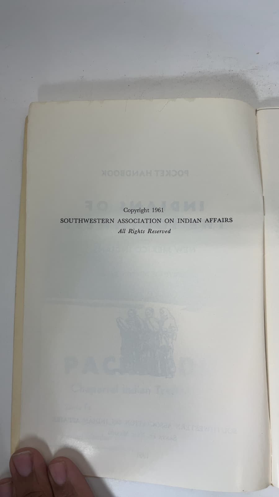 Indians of the Southwest by Bertha P. Dutton, Editor - copyright page showing 1961 details