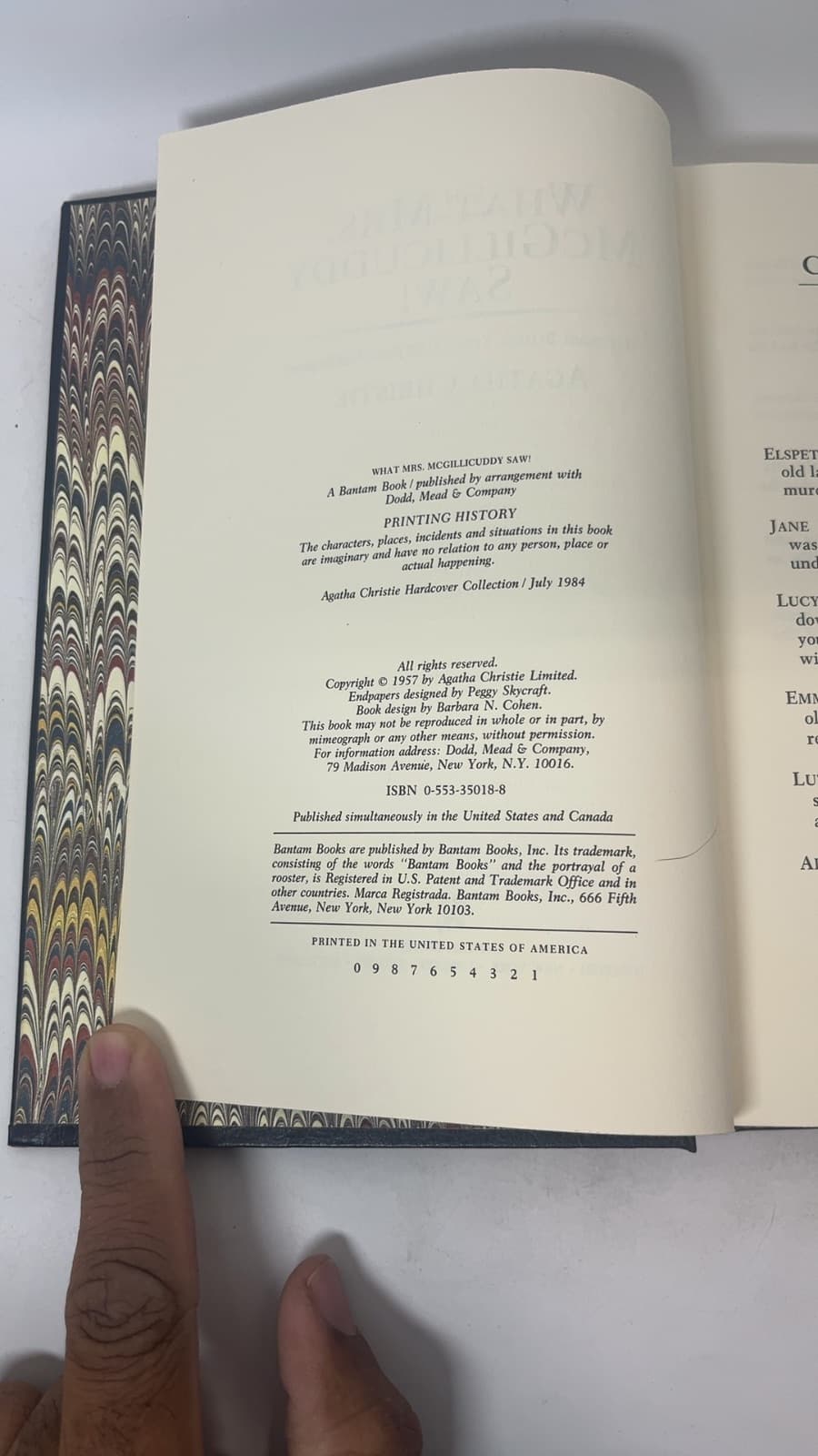What Mrs. McGillicuddy Saw! by Agatha Christie - copyright page showing 1984 details
