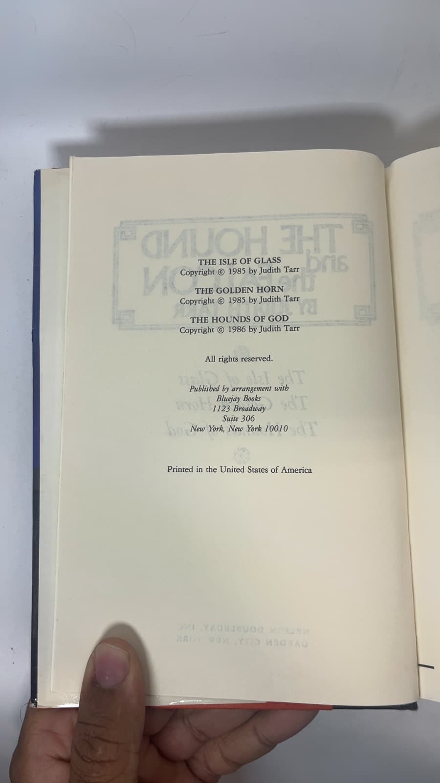 The Hound and the Falcon by Judith Tarr - copyright page showing 1986 details