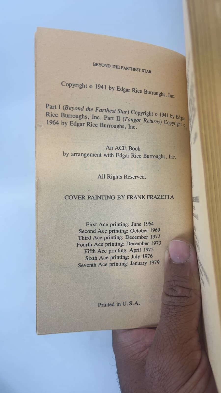 Beyond the Farthest Star by Edgar Rice Burroughs - copyright page showing 1979 details