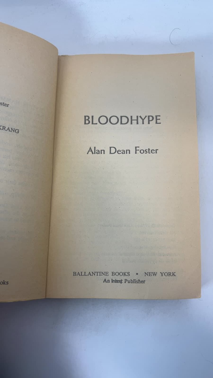 By Alan Dean Foster Bloodhype (First Ed) [Mass Market Paperback] by Alan Dean Foster - title page