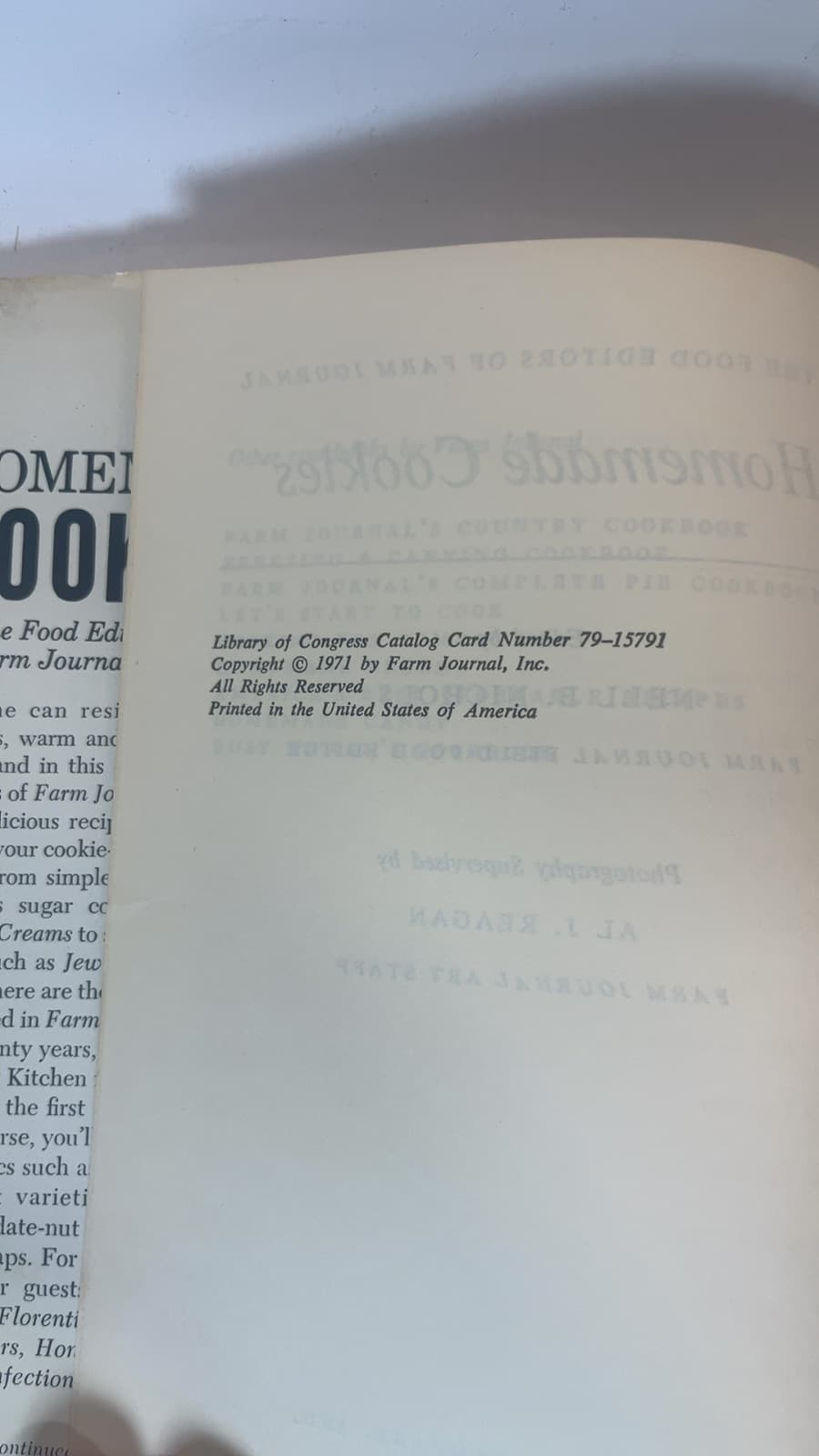Homemade Cookies by The Food Editors of Farm Journal - copyright page showing 1971 details
