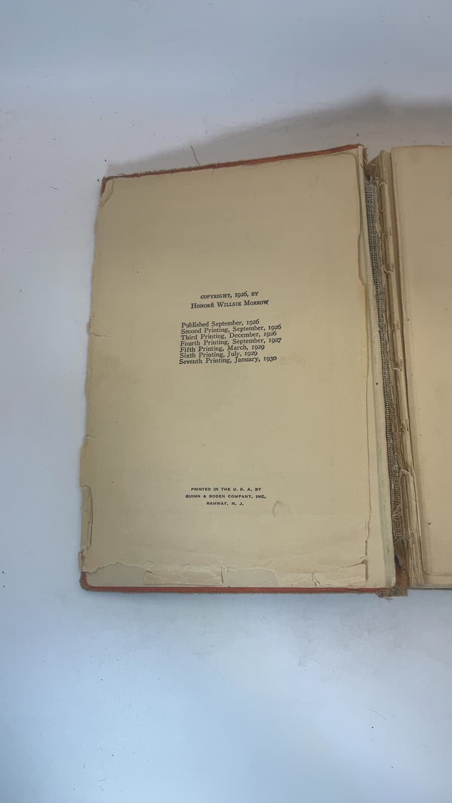 On to Oregon! The Story of a Pioneer Boy by Honoré Willsie Morrow - copyright page showing 1926 details