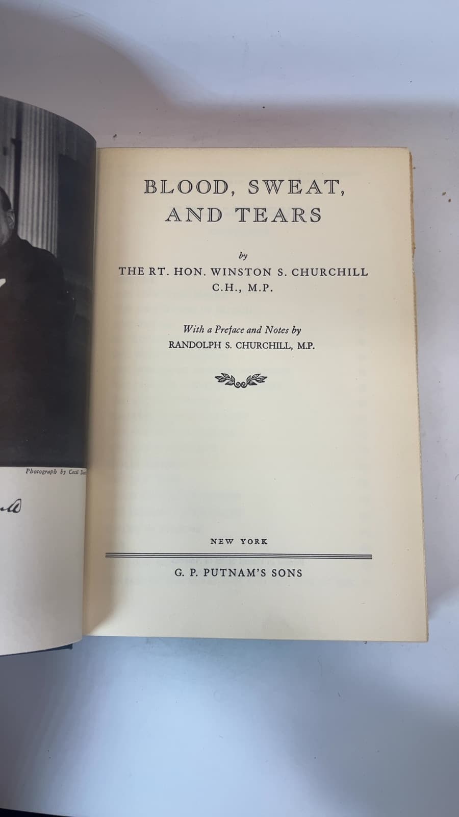 Blood, Sweat, and Tears by The Rt. Hon. Winston S. Churchill C.H., M.P. - title page