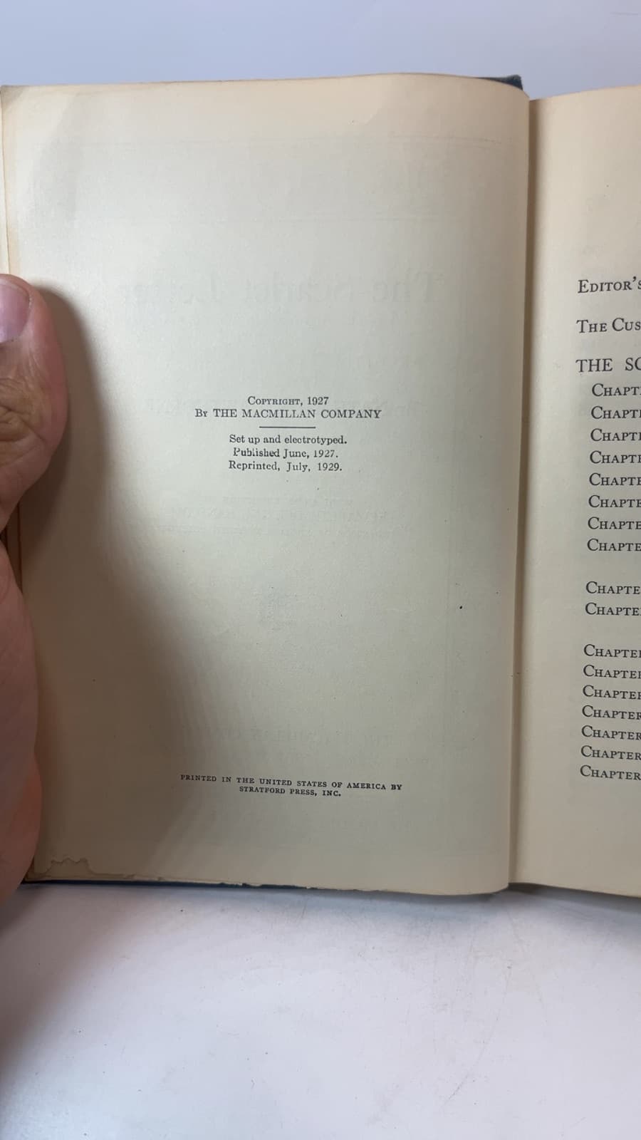 The Scarlet Letter by Nathaniel Hawthorne - copyright page showing 1929 details