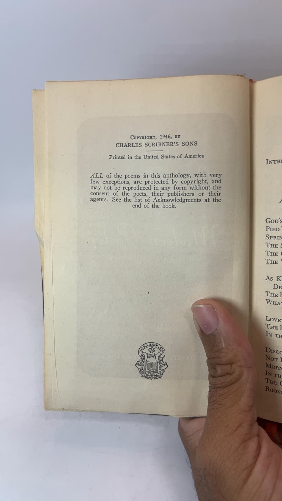 A Little Treasury of Modern Poetry by Oscar Williams - copyright page showing 1946 details