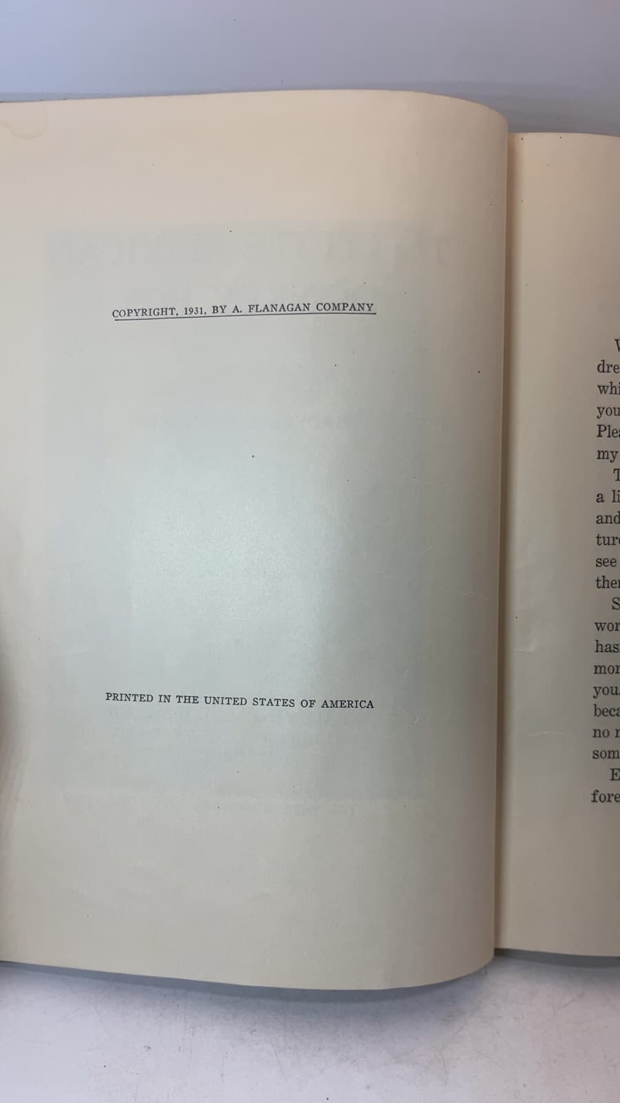 THE LITTLE MEXICAN DONKEY BOY by MADELINE BRANDEIS - copyright page showing 1931 details