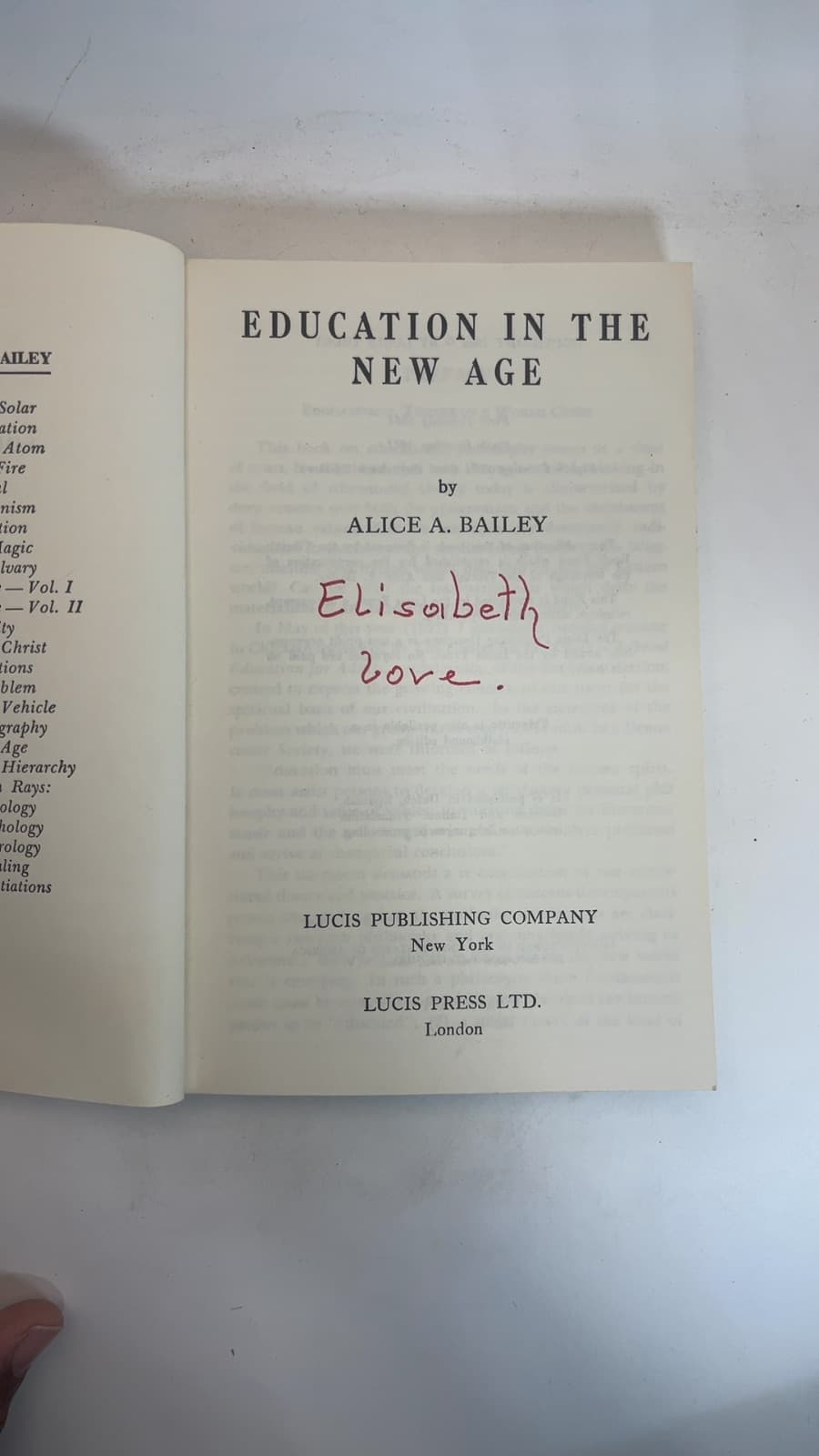 Education in the New Age by Alice A. Bailey - title page