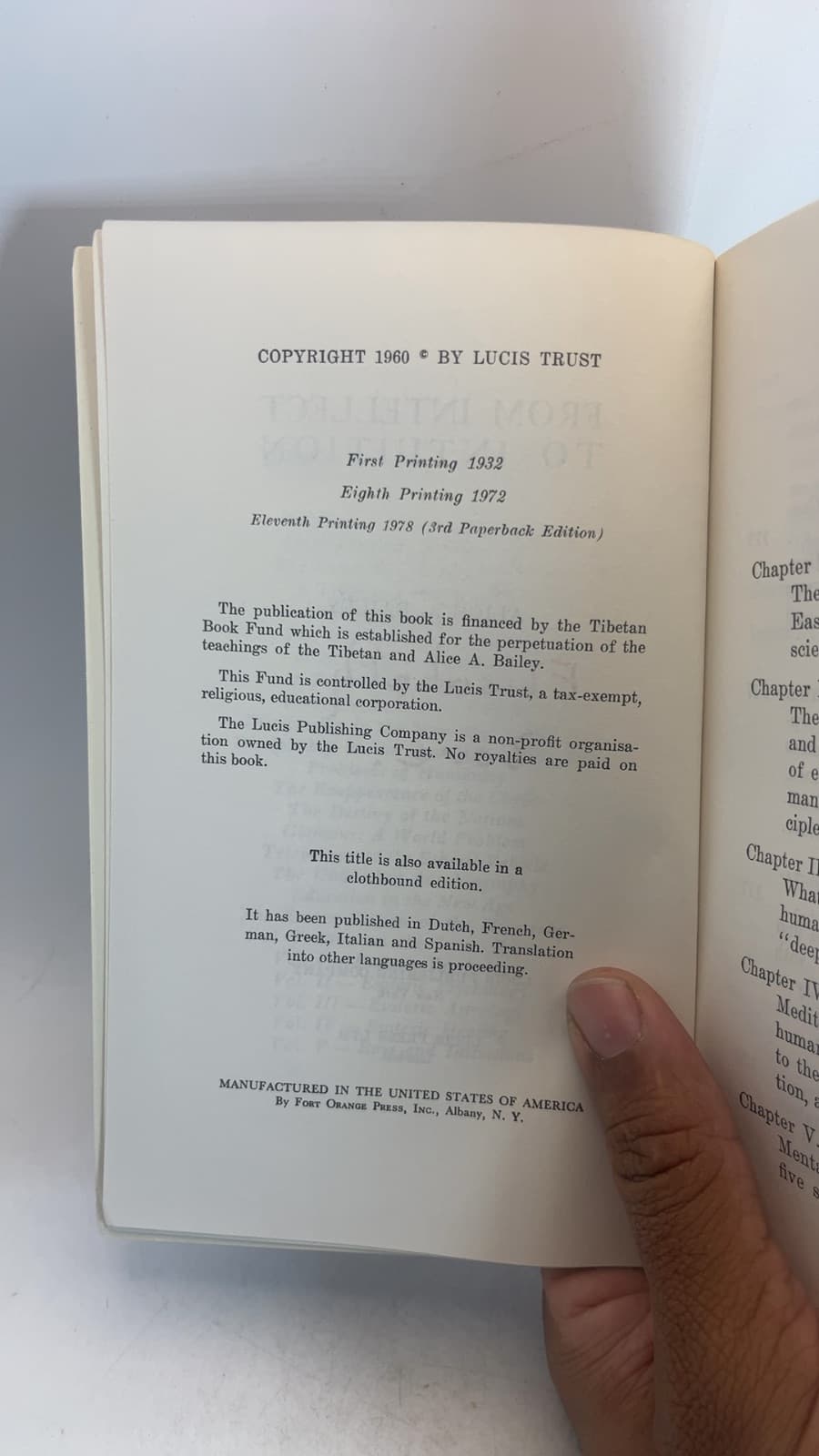 From Intellect to Intuition by Alice A. Bailey - copyright page showing 1978 details