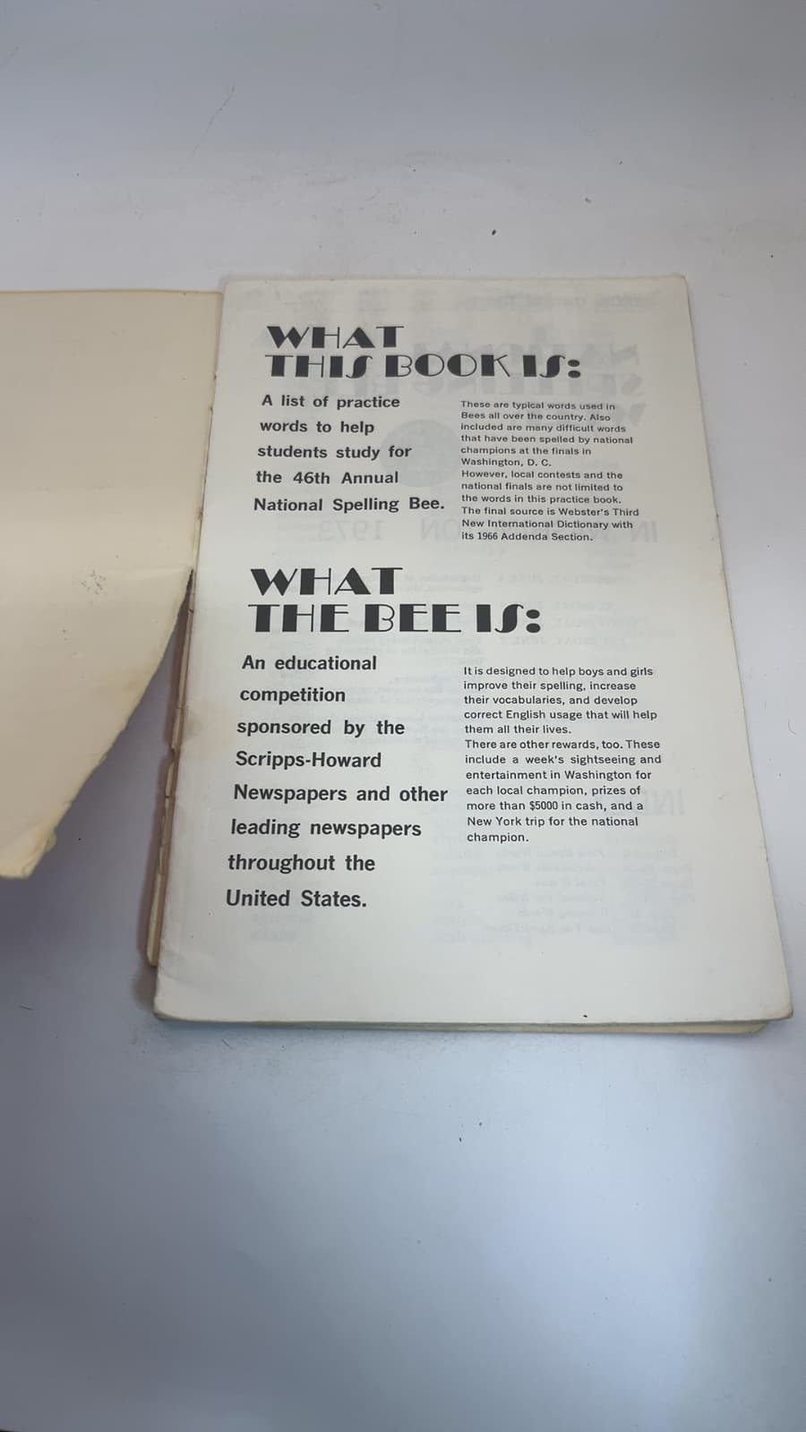 Words of the Champions - 1973 Spelling Bee  by Scripps - title page