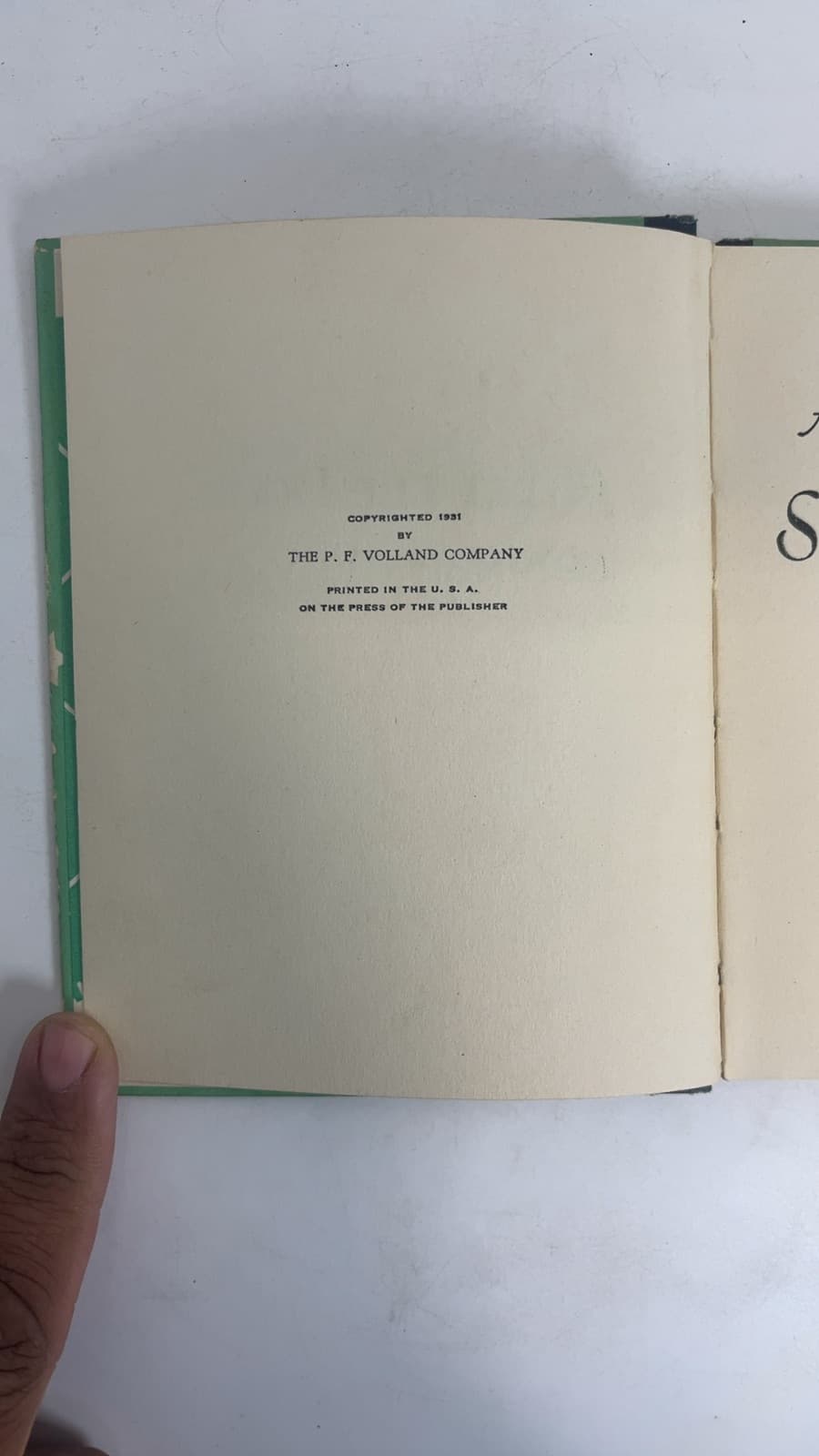 A Little Book of Singing Rhymes by Wilhelmina Stitch - copyright page showing 1931 details