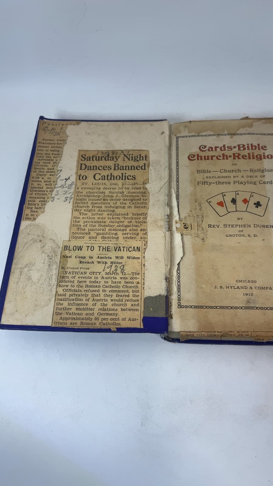 Cards-Bible Church-Religion by Rev. Stephen Duren - copyright page showing 1912 details
