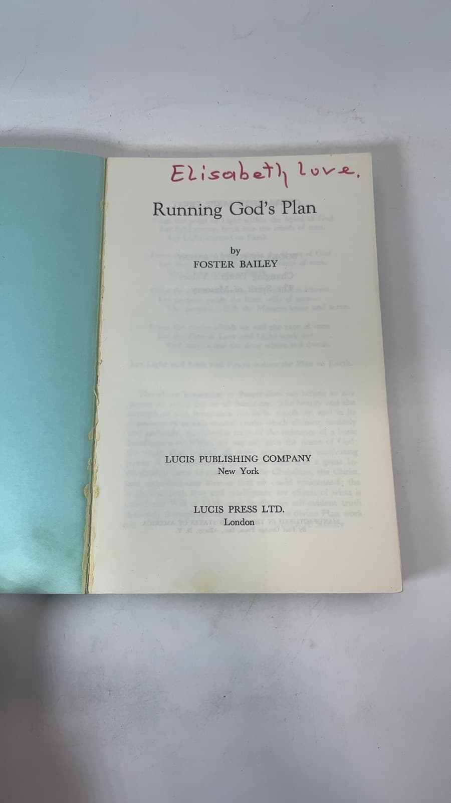 Running God's Plan by Foster Bailey (1972-12-03) by Foster Bailey - title page