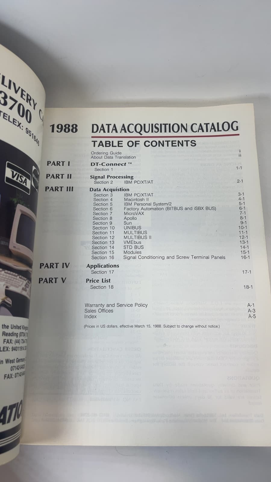 1988 Data Acquisition Catalog - title page
