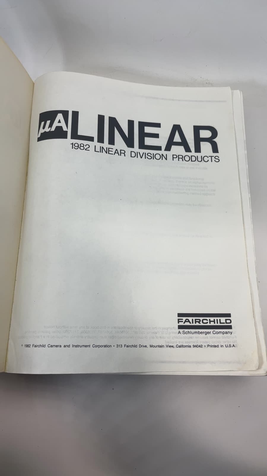 μA Linear 1982 Linear Division Products - title page