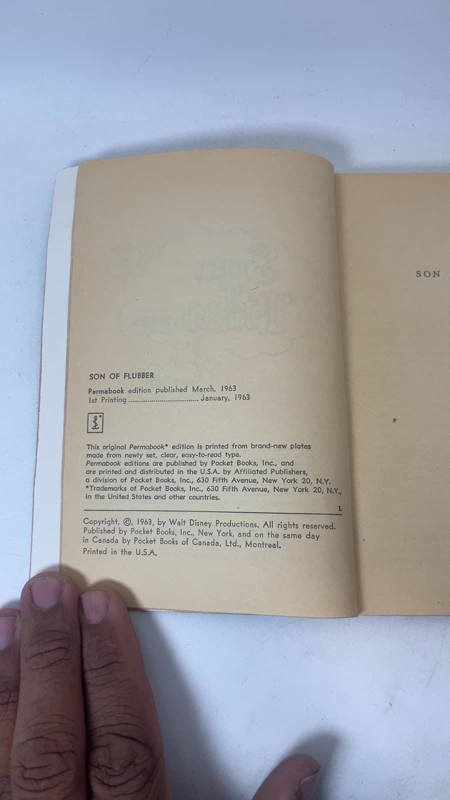 Son of Flubber by Roger Fuller - copyright page showing 1963 details