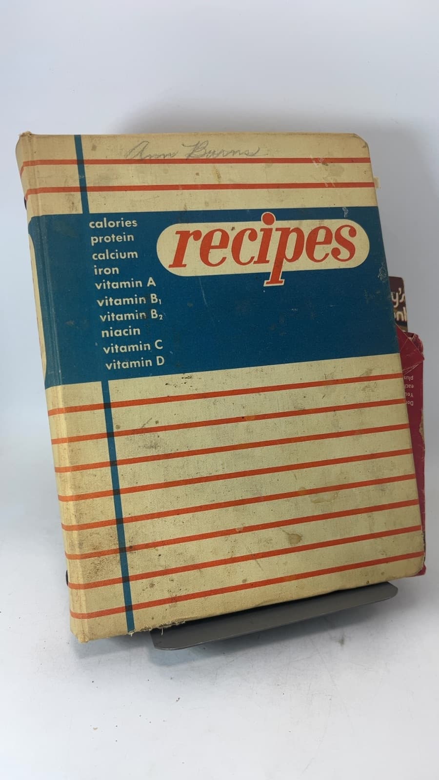 Vintage Recipes Binder w Handwritten Recipes & Clippings  - front cover