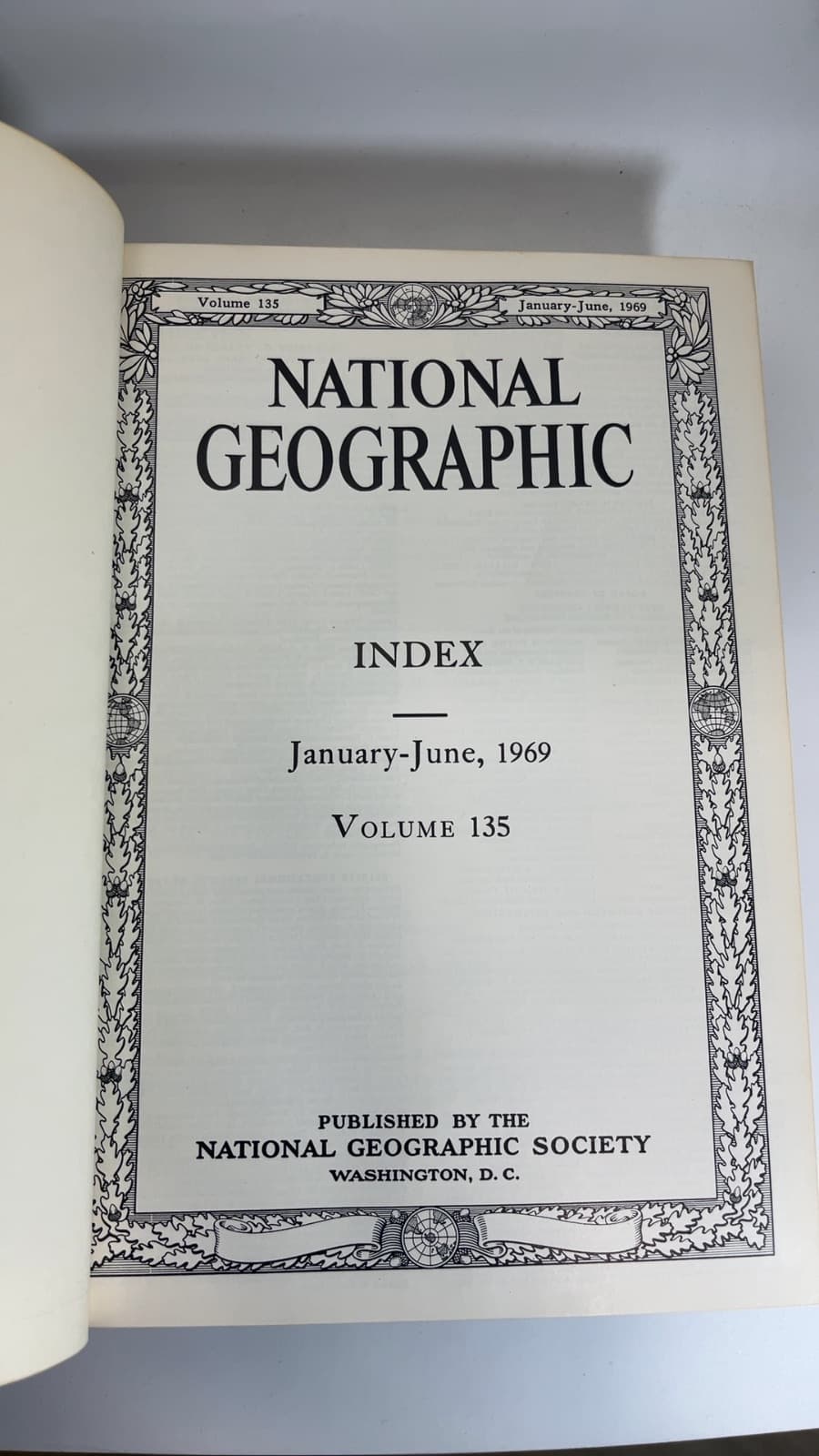 National Geographic Index January-June, 1969 Volume 135 - title page