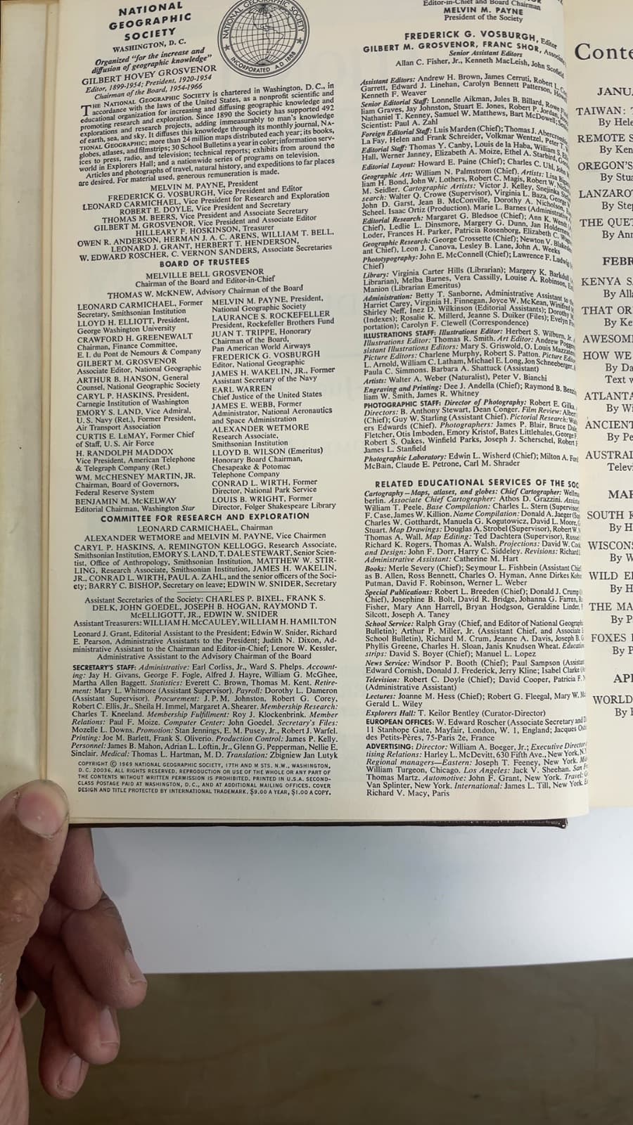 National Geographic Index January-June, 1969 Volume 135 - copyright page showing 1969 details