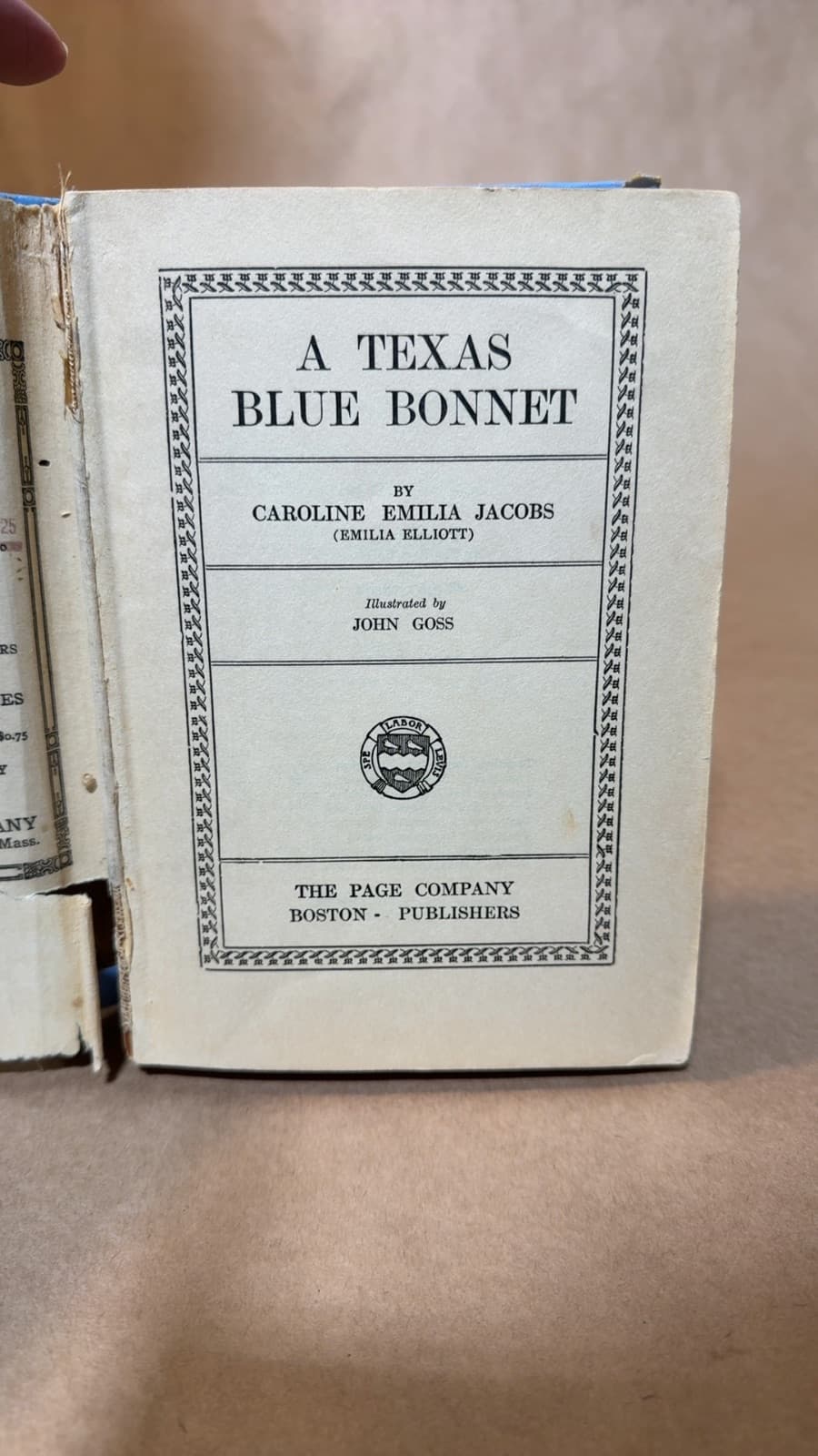 A Texas Blue Bonnet by Caroline Emilia Jacobs (Emilia Elliott) - title page