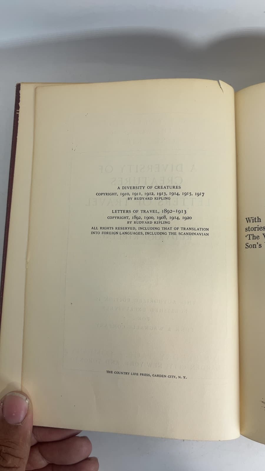A Diversity of Creatures and Letters of Travel 1892-1913 - Mandalay Edition by Kipling, Rudyard - copyright page showing 1925 details