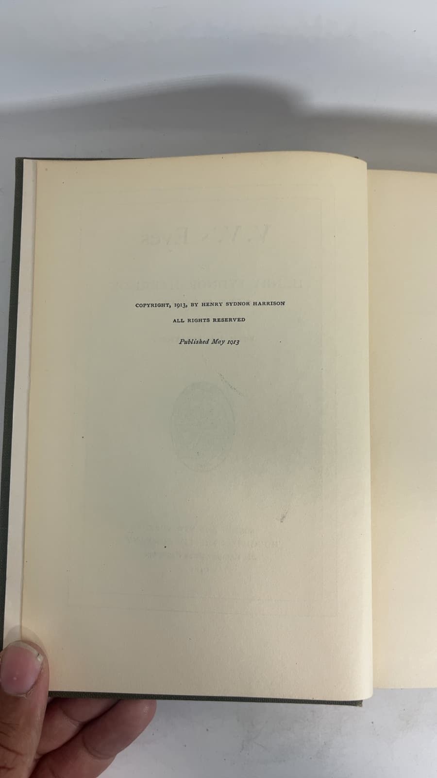 V. V.'s Eyes by Henry Sydnor Harrison - copyright page showing 1913 details