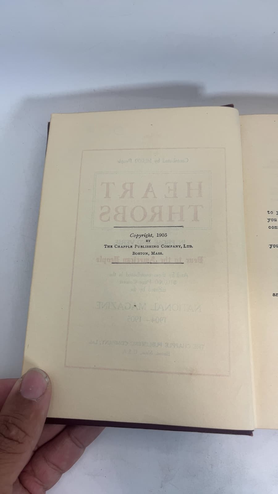 Heart Throbs by Various - copyright page showing 1905 details