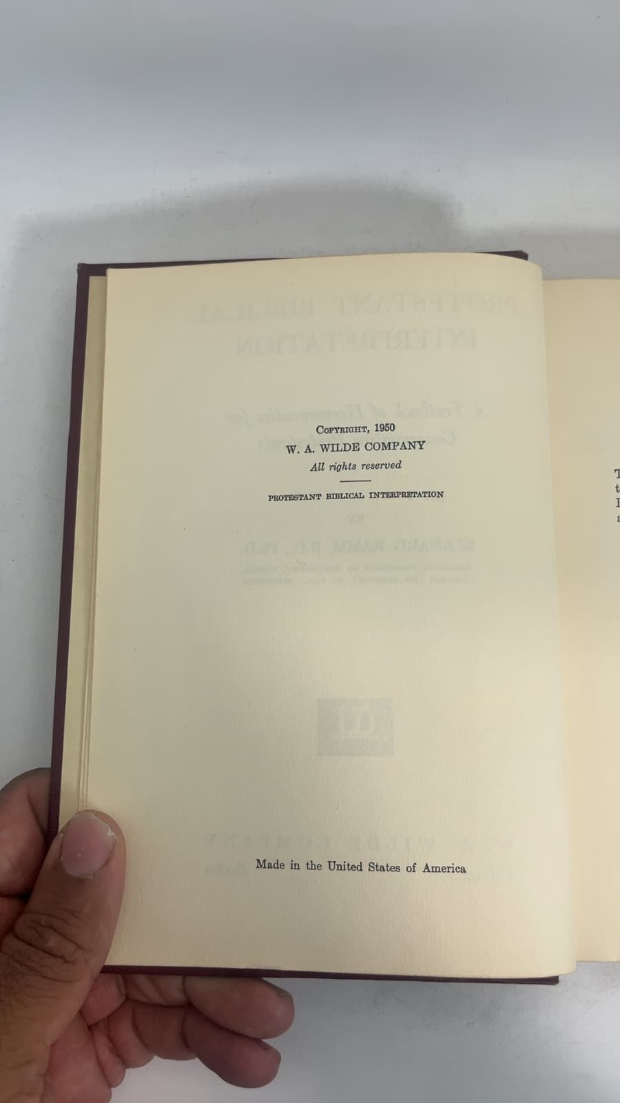 Protestant Biblical Interpretation by Bernard Ramm, B.D., Ph.D. - copyright page showing 1950 details