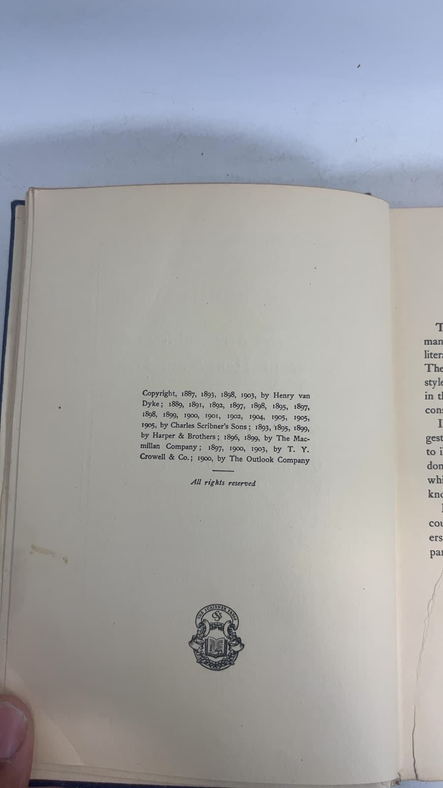 The Friendly Year: Chosen and Arranged from the Works of Henry van Dyke by Henry Van Dyke - copyright page showing 1906 details