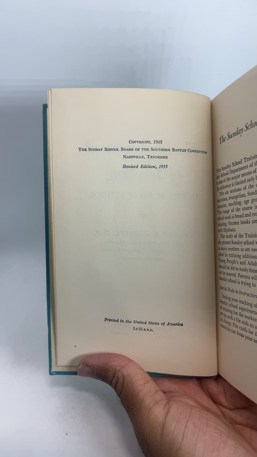 The Improvement of Teaching in the Sunday School by Gaines S. Dobbins, Th.D. - copyright page showing 1955 details