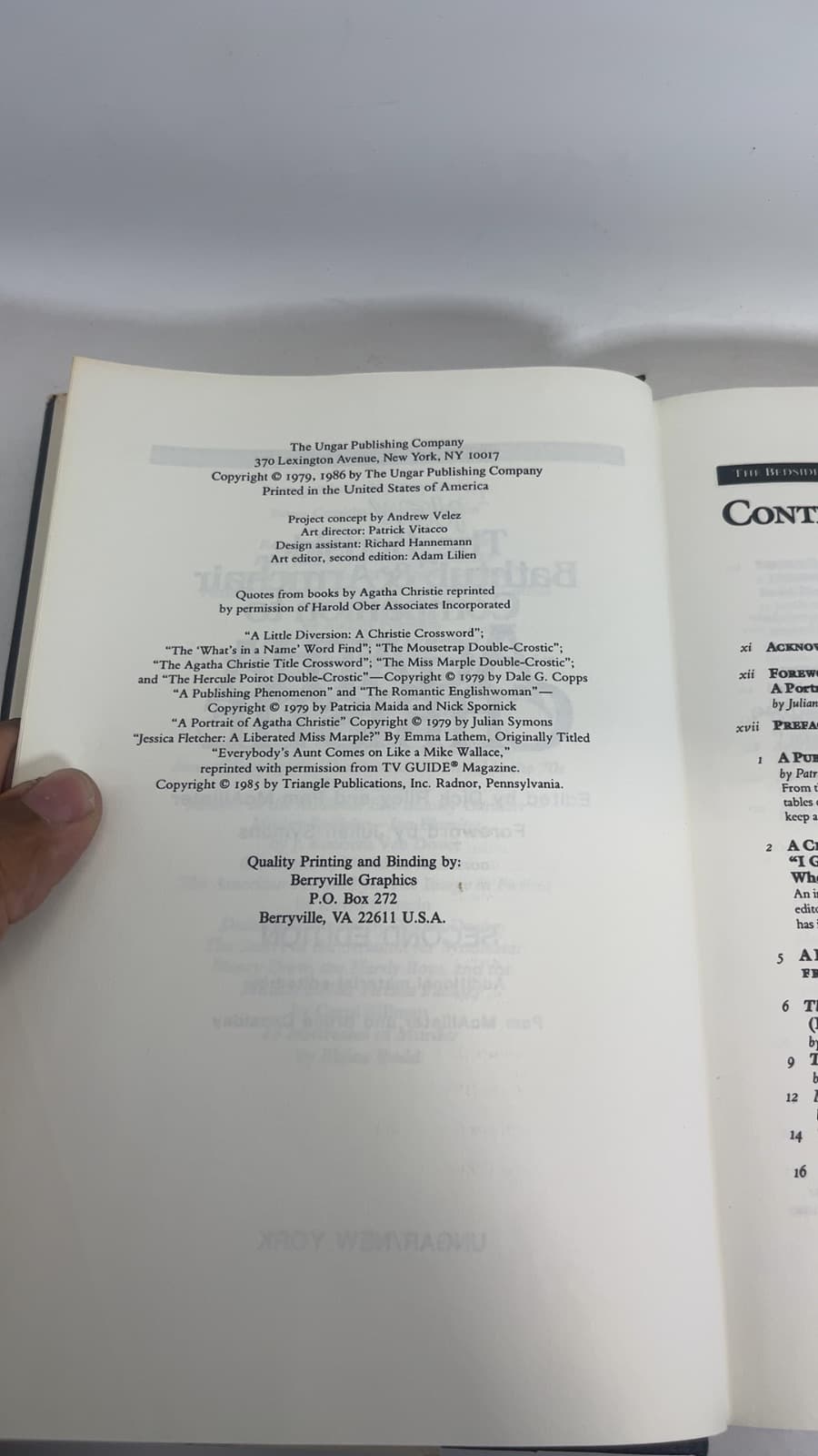 New The Bedside, Bathtub & Armchair Companion to Agatha Christie by Edited by Dick Riley and Pam McAllister - copyright page showing 1986 details