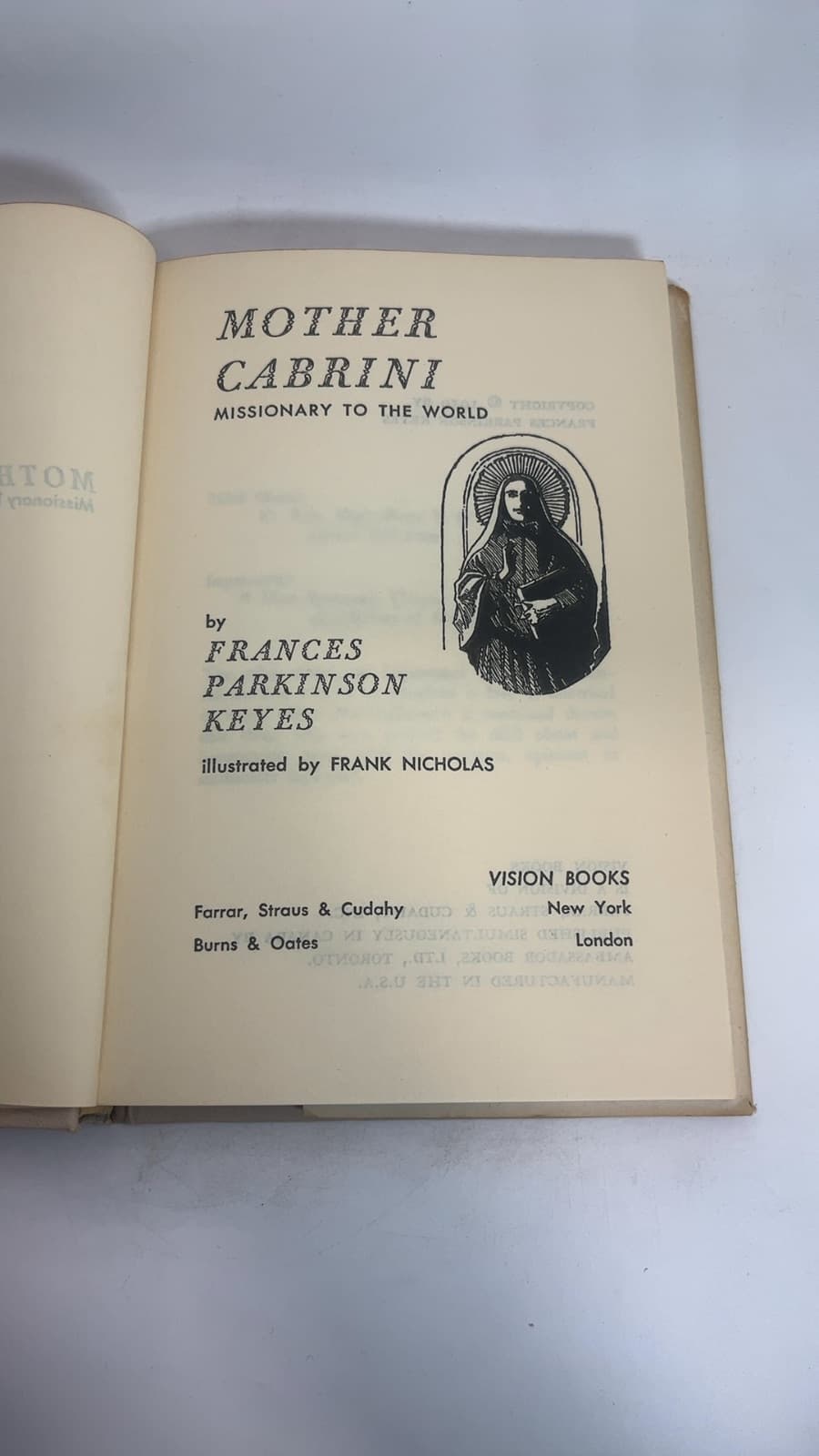 Mother Cabrini: Missionary to the World by Frances Parkinson Keyes - title page