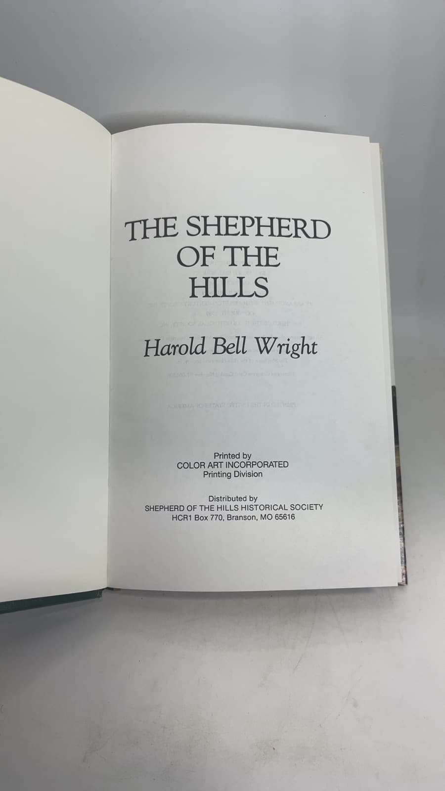 The Shepherd of the Hills by Harold Bell Wright - title page