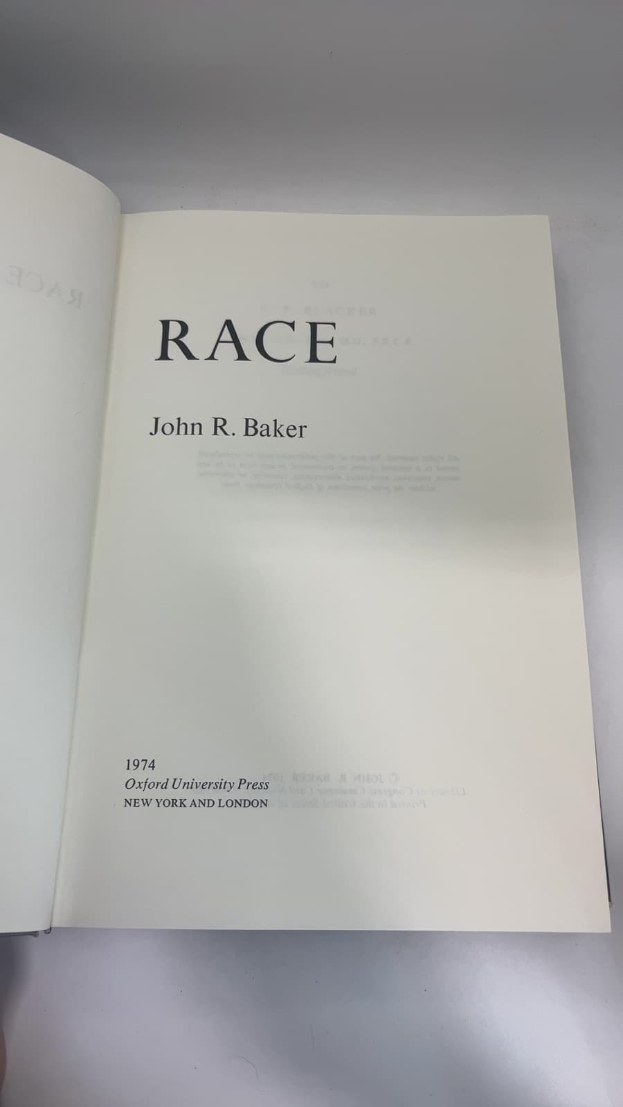 Race by John R. Baker - title page
