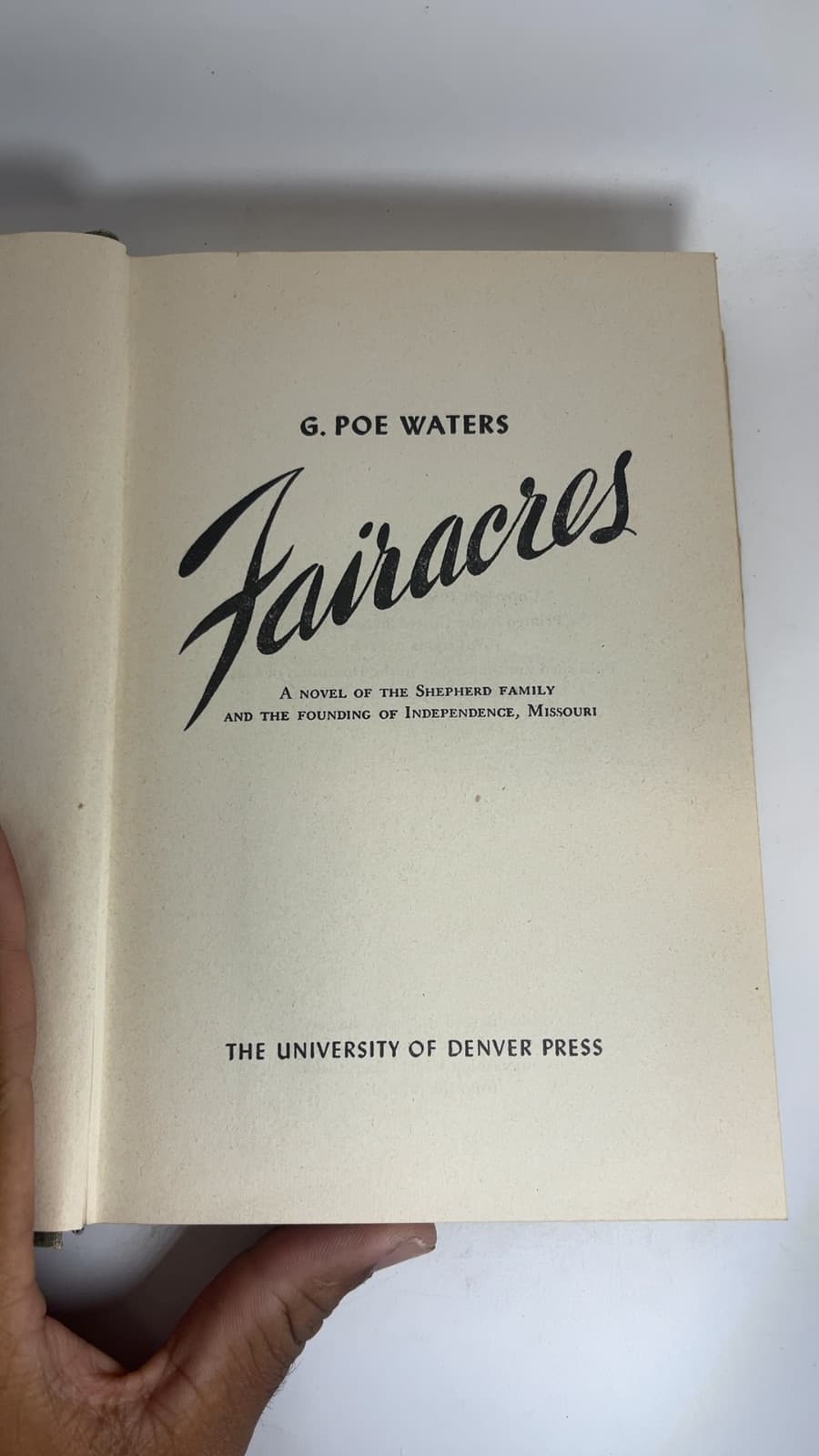 Fairacres by G. Poe Waters - title page