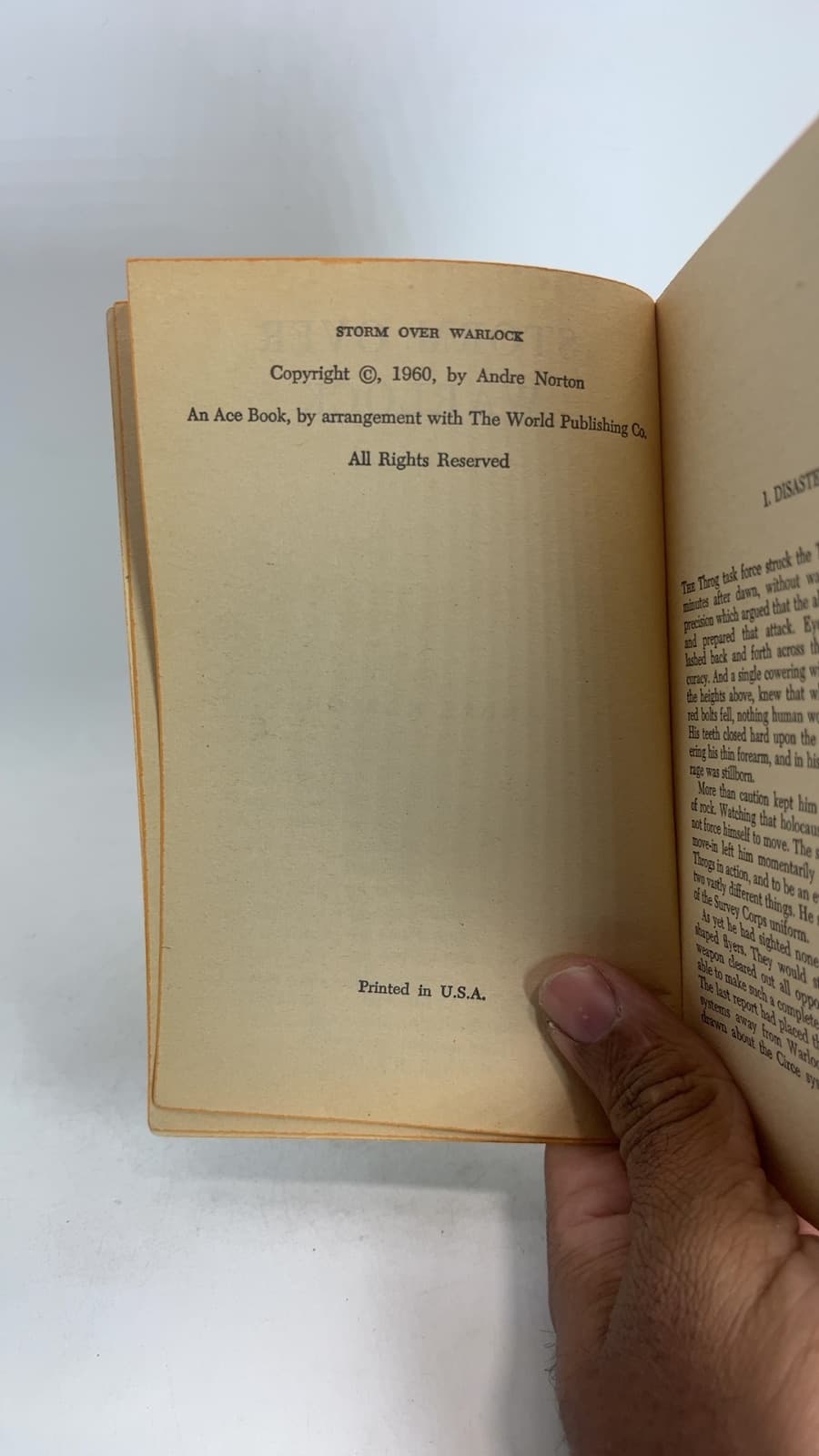Storm Over Warlock by Andre Norton - copyright page showing 1960 details