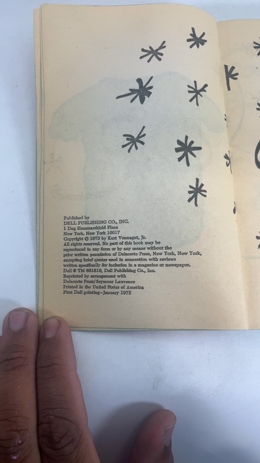 Breakfast of Champions by Kurt Vonnegut, Jr. - copyright page showing 1973 details