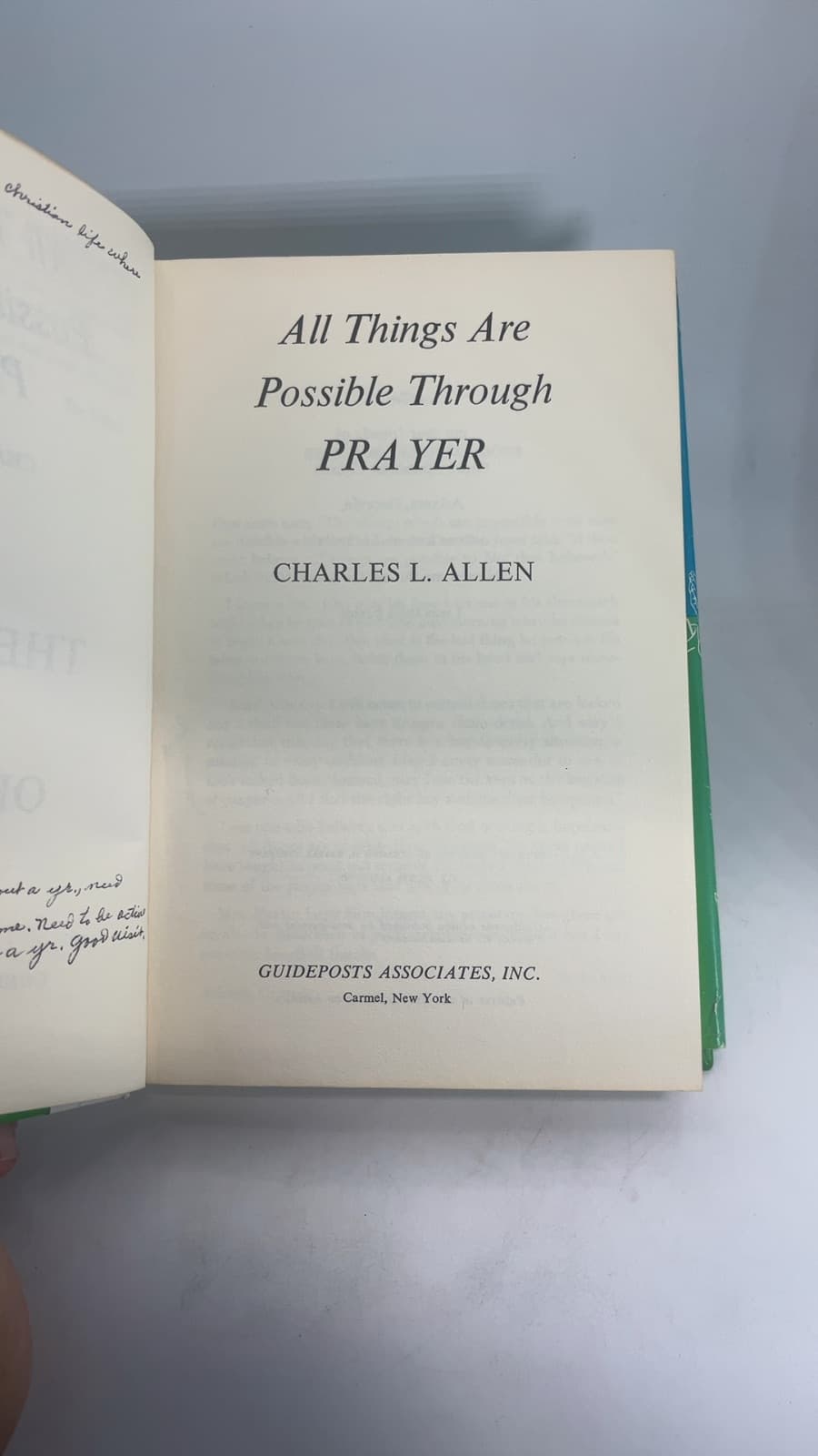 All Things Are Possible Through Prayer by Charles L. Allen - title page