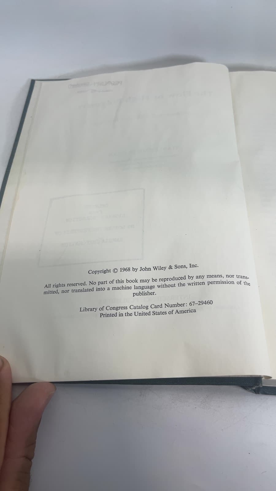 The Flow of High Polymers: Continuum and Molecular Rheology by Stanley Middleman - copyright page showing 1968 details