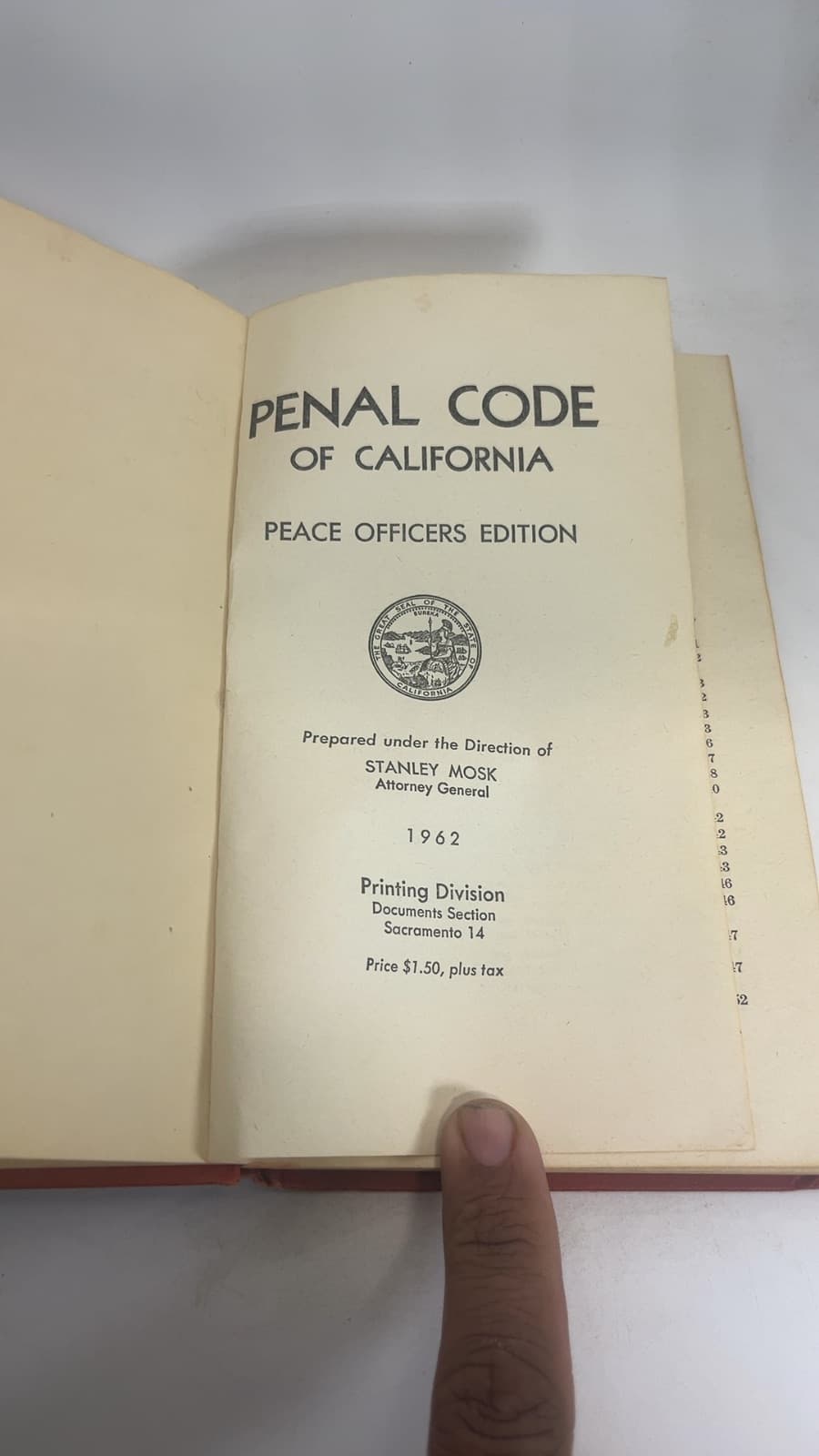Penal Code of California: Peace Officers Edition by Stanley Mosk (prepared under the direction of) - title page