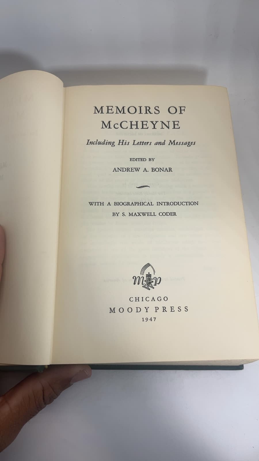 Memoirs of McCheyne by Andrew A. Bonar - title page
