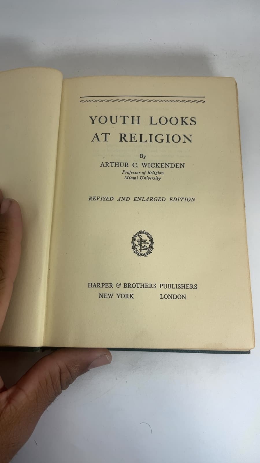 Youth Looks at Religion by Arthur C. Wickenden - title page
